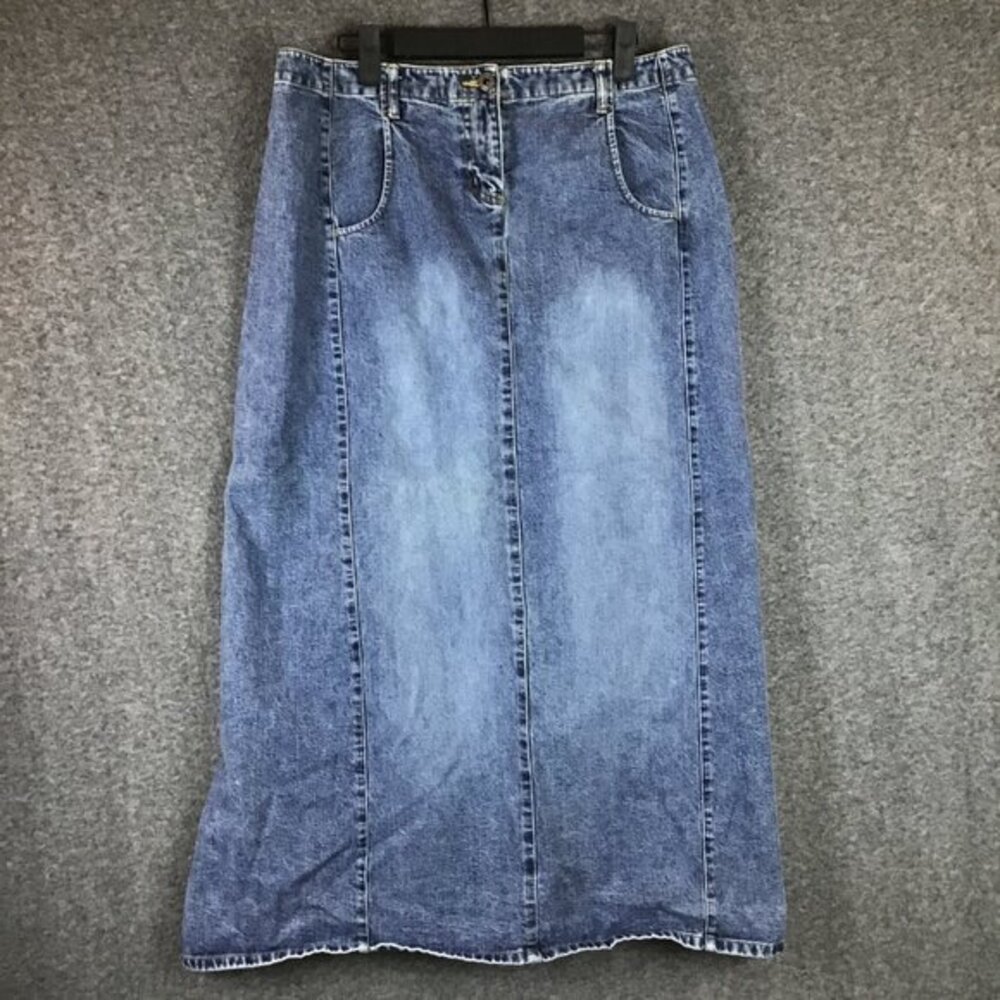 Bass G.H. Bass Distressed Denim Midi/Maxi Skirt Sz 10
